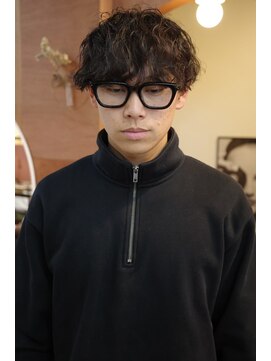 エディ(Edy) メンズマッシュシャドウパーマケアパーマブラウンカラー岡山