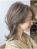 大人ミディアム　白髪ぼかし　脱白髪染めハイライト40代50代60代