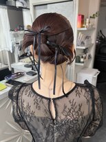 コアブラン 原宿 明治神宮前(CORE blanc)&nbsp;ボブアレンジカチモリヘアツインカチモリリボンアレンジ結婚式