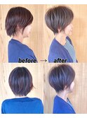 【52才主婦】抜け感 くびれショートヘア-名古屋の美容室actif-