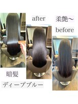 アールサロンプラスキャスパ 自由が丘(Rrsalon+CASPA) 黒髪風暗髪/ディープブルー/透明感艶カラー/高濃度水素Tr