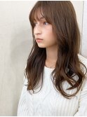 小顔大人可愛いモテ髪薄めバングロングレイヤー