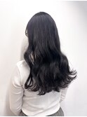 ブリーチなしダブルカラー ラベンダーブラック 波巻き