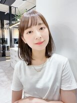 ファンナギンザ(FaNNa ginza) シースルーバング/ブリーチなしカラー/グレージュ/斜め前髪