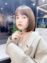 ファンナギンザ(FaNNa ginza) ブリーチなし透明感グレージュ大人ボブ/ボブパーマ/前髪パーマ