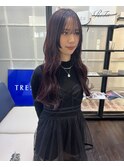 姫カット×ロング！レッドバイオレットカラー♪