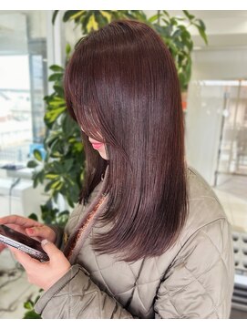 ハピネス 西大寺店(Happiness) 小顔カット レイヤーカット ワインレッド チェリーレッド