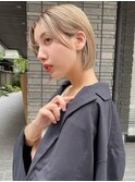 海外ヘア 外国人風ベージュ切りっぱなしボブ カーテンバングt82