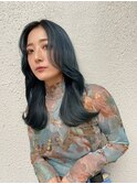 縮毛矯正ストレート　レイヤーカット　前髪カット　韓国ヘア