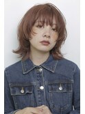 ウルフレイヤー＿ココアベージュ韓国顔周り小顔に見せるヘア