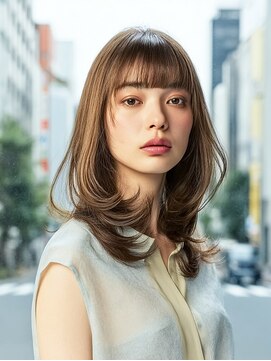 ダル 渋谷/表参道(DAL.) 顔周りカットハッシュカットダークブラウンワンホンレイヤー韓国