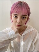 眉上バング/ビビットピンク