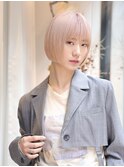 ハイトーンカラー/艶髪/透明感/切りっぱなしボブ/本牧