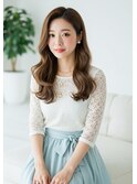 韓国風巻きセンターパートくびれレイヤーロングマロンベージュ