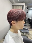 毛流れセンターパート ハイトーンピンク