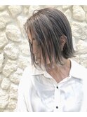#シルバーアッシュ#ボブ#艶カラー#ブリーチ#ケアブリーチ