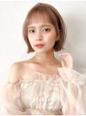 くびれヘアアプリコットオレンジ夏ヘアハイライトカラー