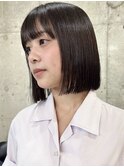 縮毛矯正×丸くならない切りっぱなしボブ/表参道/髪質改善