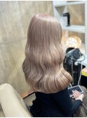 【Lapis新宿】ピンクミルクティーベージュ/ケアブリーチカラー