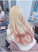 K_42 ブロンド×ピンク/ハイトーンカラー/Wカラー/ケアブリーチ