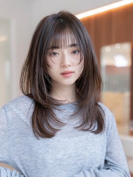 ケアリー 浦和美園(Carelly) 大人かわいい前髪セシルカットココアブラウンフリンジウェーブ