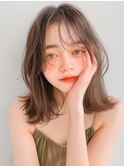 外はねボブ/シースルーバング/アッシュベージュ/レイヤーボブ