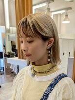 ポジ(poji)&nbsp;ブリーチカラー　ハイライト　ミディアムロング　レイヤー