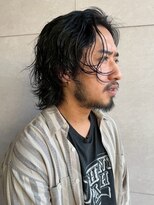 メンズサロンオー 宮崎(Men's salon O.)&nbsp;アップバング メンズミディアム ニュアンスパーマ ウルフカット