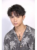 フェザーショート 鹿児島メンズ センターパート