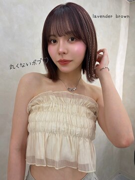 サンドレオ 新宿店(sand Leo) 顔周りカット/縮毛矯正/ダークブラウン/コーラルピンク