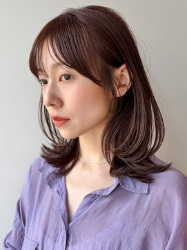 ラフ フロム ガーデン(Laf from GARDEN) くびれミディアム/レイヤー/顔周り/ミルクブラウン/20代30代