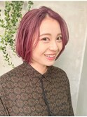 ピンクパープル・イルミナカラー・センターパート・ワンレン