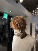 メンズカットダブルカラーケアブリーチカラー波巻きパーマ