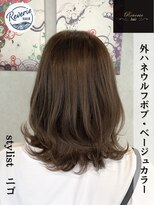 レヴェリーヘア 倉敷店(Reverie hair) #外ハネボブ #ウルフボブ #ベージュ #グレージュ #ミディアム 