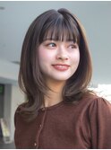 似合わせカット フルバング イメチェン レッドブラウン