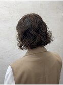ボブパーマブラウンベージュカラー