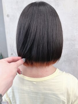 モリオ(morio) <裾カラー大人ボブオレンジベージュ切りっぱなしボブ30代40代2