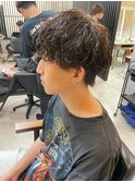波巻きパーマブラウンカラーメンズパーマツイスパ【大和】