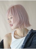 渋谷ブリーチカラータッセルボブ顔周りレイヤー切りっぱなしボブ