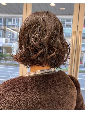 ガーデンヨコハマ(GARDEN YOKOHAMA) 暗髪/ボブ/くびれ巻き/パーマ/オリーブベージュ/夏