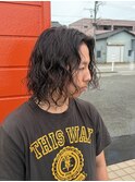 10代20代メンズスパイラルパーマメンズミディアムヘアロン毛