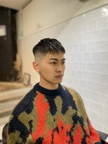 メリケンバーバーショップ フクオカ(MERICAN BARBERSHOP FUK)&nbsp;ツーブロックツイストパーマビジネスかき上げフェードS102