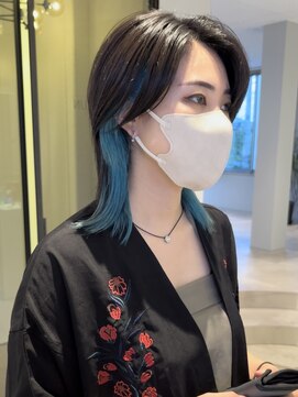 ケリーアン 太田(kelly.un) インナーカラー コバルトブルー