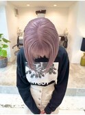 ラベンダーカラーホワイトラベンダーピンクハイトーンカラーボブ