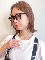 ノイカーム(noi Calm) 顔周りレイヤーカットグレージュカラーくびれボブベージュカラー