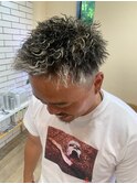20代30代ハイライト束感ショートツーブロックソフトモヒカン