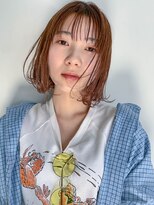 テトヘアー(teto hair) 切りっぱなしボブ、ピンクベージュ、シースルーバング