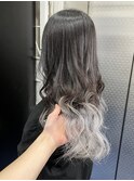 #ホワイトシルバー/裾カラー