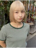 花田/ボブ/切りっぱなしボブ/ブロンド/デザインカラー/下北沢