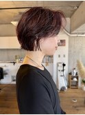 30代40代レッドブラウンくせ毛カットレイヤーボブくびれレイヤー